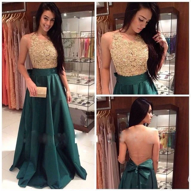

2018 Gorgeously Evening Gown Sheer Round Neck Sleeveless Sheer Back Appliques Prom robe de soiree mother of the bride dresses