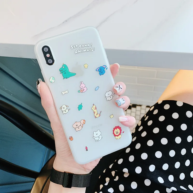 Мультяшный тусклый лак 8plus Apple Xs MAX/XR чехол для телефона iPhone X/7 P/6 S Чехол применимый милый животное