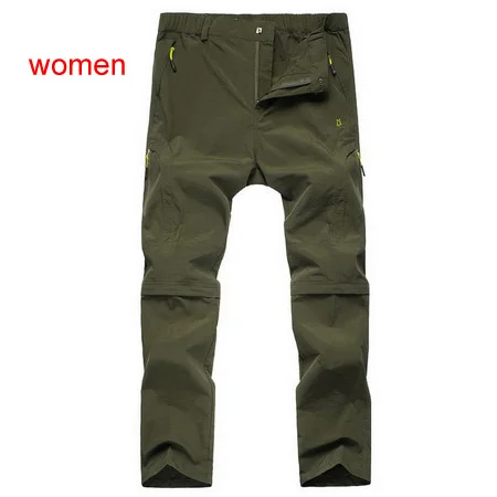 women army green Нейлоновые съемные водонепроницаемые походные брюки для мужчин/женщин, быстросохнущие брюки для горных/походов/треккинга, уличные брюки, спортивные шорты AM009 - Цвет: women army green