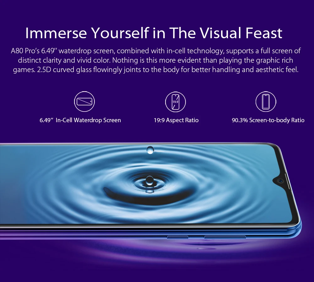 Мобильный телефон Blackview A80 Pro, 4 ГБ, 64 ГБ, 6,49 дюймов, дроп, Android 9,0, 4680 мА/ч, аккумулятор, 8 Мп, 13 МП, камера, глобальная, 4G, OTG, смартфон