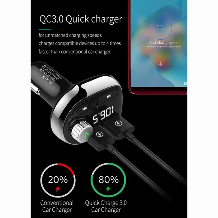 Автомобильный Bluetooth fm-передатчик с QC 3,0 usb зарядным портом радио mp3-плеер JHP-лучший