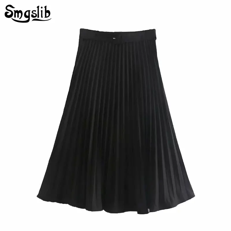 

2019 Fashion New Spring Autumn skirt Elegant england style black A-line empire vintage sashes long skirts