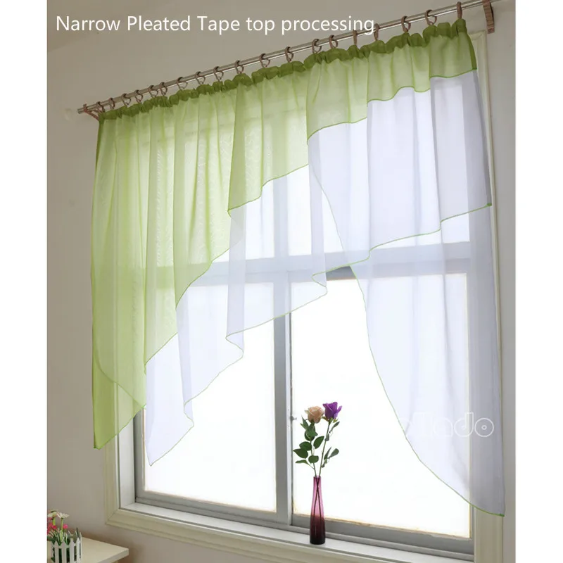 Comprar Nuevo diseño de Europa borde biselado Irregular sala de estar cortinas corta transparente cocina cortina para balcón, ventanas 1 Uds