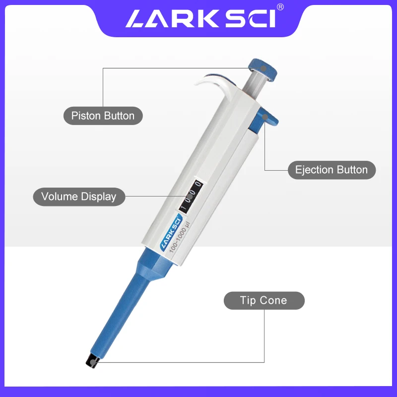 Single Channel Pipette Larksci Laboratory Equipment Adjustable Micropipette For Pipettor Tips