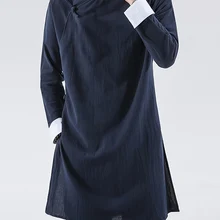 Coat Wind-Breaker Hanfu Harujuku Chinese-Style Robe Suit Male Men Jacket Tang Linen Streetwear