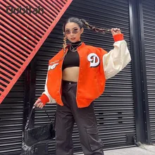 

Women's Jacket Fashion Coats Letter Print Oversized Bomber Sweatshirt Streetwear Baseball Uniform Outerwear Women Winter Jackets