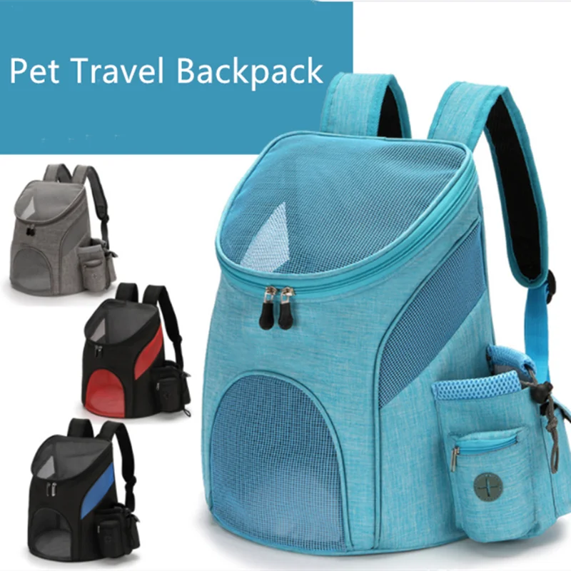 Mochila para mascotas al aire libre, mochila doble plegable para gatos y perros, caja para mascotas, suministros para mascotas, bolsa frontal para transporte de mascotas de moda
