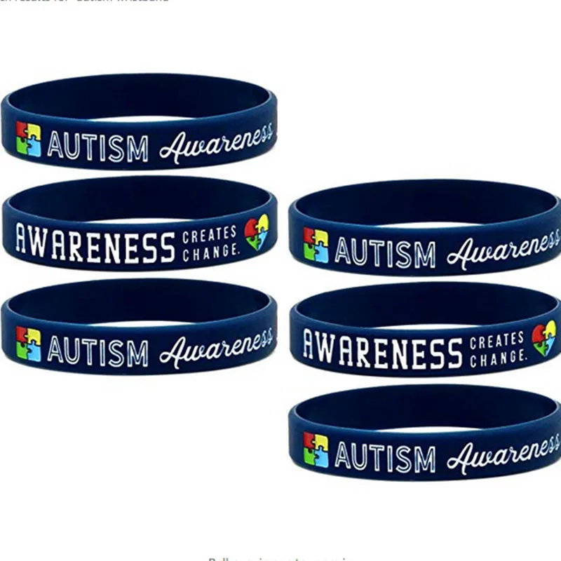 Autism Awareness Bracelets, 6-pack - Silicone Wristbands in Adult Unisex Size (3)__