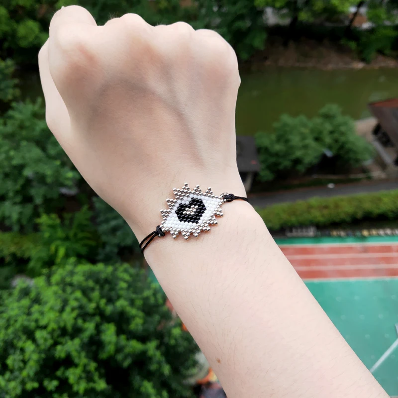 Fairywoo Women Beads Bracelet New Evil Eye Bracelets Sweet Heart Bangle Luxury Drawstring For Best Friend Jewelry Bulk | Украшения и