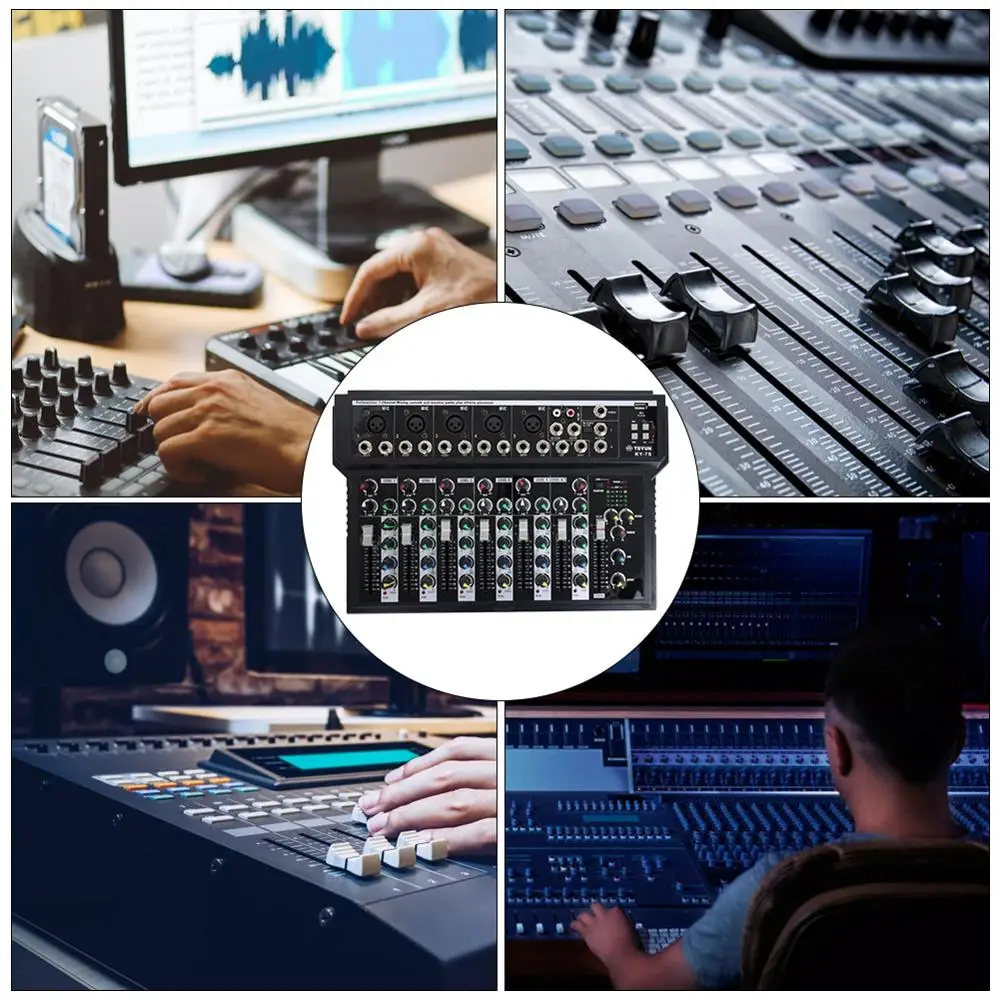 7 каналов Live Studio DJ микшер аудио консоль 48 В фантомное питание USB MP3 низкая мощность светодиодный дисплей Караоке Смешивание для KTV