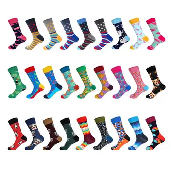 

LIONZONE Newly Men Novelty Cotton Colorful Toucan Flamingo Cat Dog Scallop Wave Wave Dot Male Socks Unisex Socks