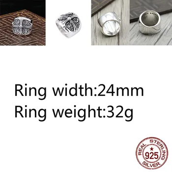 

A81 100% S925 sterling silver ring personality punk style jewelry crusader flower wide-breasted ring retro couple models hot