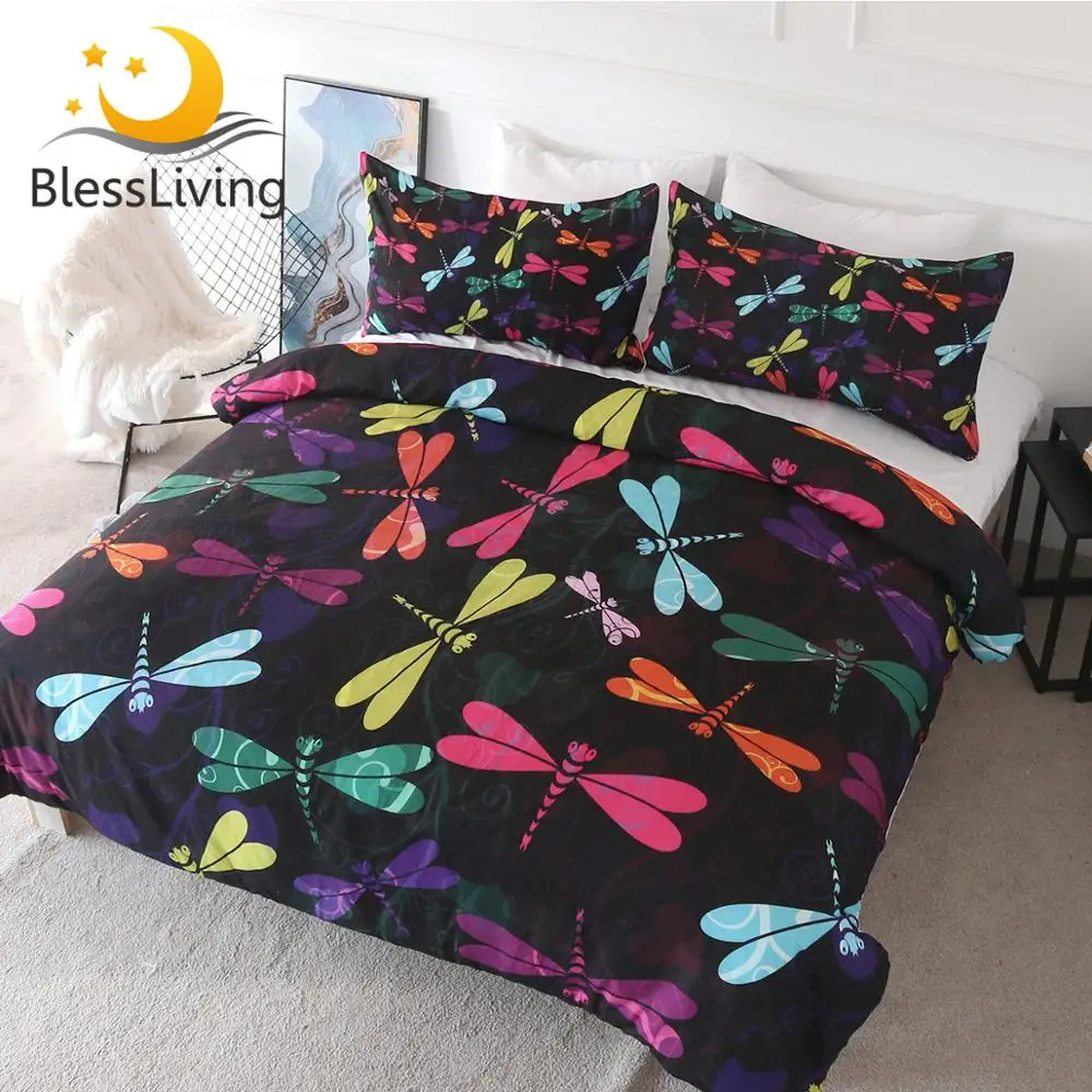 Комплект постельного белья blesslife Dragonfly яркий покрывало от насекомых цветы