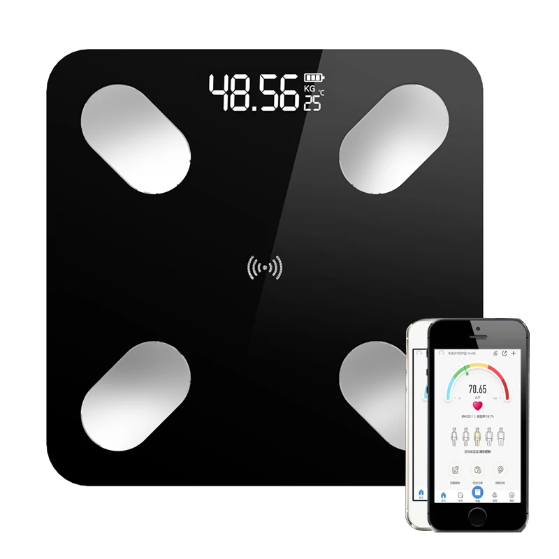 Новейшие умные напольные весы ЖК цифровой беспроводной Bluetooth BMI вес монитор Анализатор Здоровья Фитнес Потеря весовые инструменты весы - Цвет: Черный