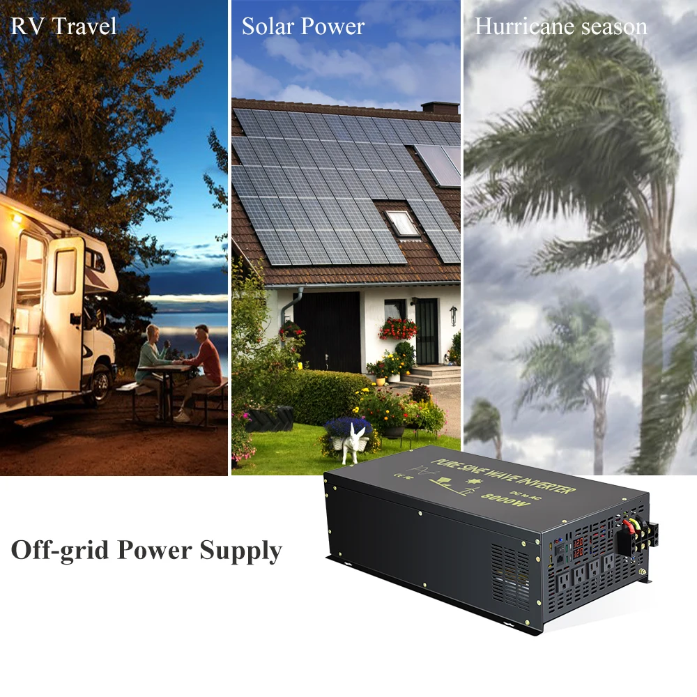 Description Picture 3 of item8000W Pure Sine Wave Power Inverter 12V 220V Solar Panel Generator Inverter 24V/48V/96/110V DC to AC 120V/230/240V Wired Control