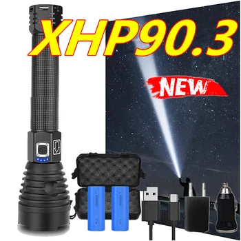 

Xlamp XHP90.3 Most Powerful Flashlight XHP70.2 Tactical Flash Light XHP50 USB Zoom Torch Hunting Use 26650 Safety Hammer