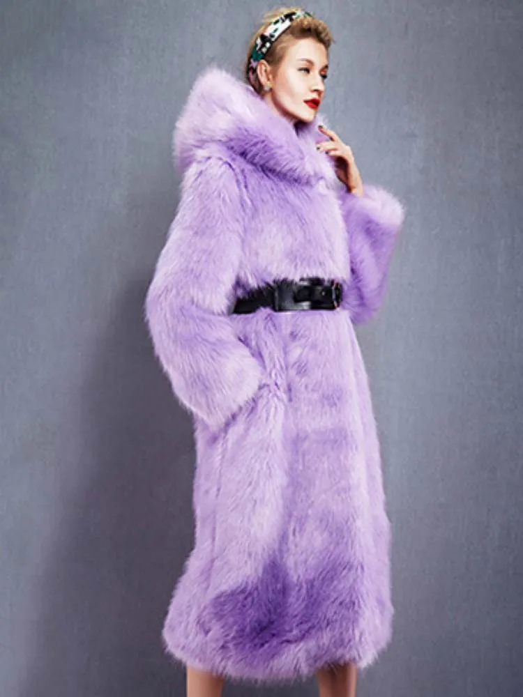 

La MaxPa High Quality Elegant Faux Fox Fur Thick Jackets Luxurious Vintage Coats Women Femme Winter 2019