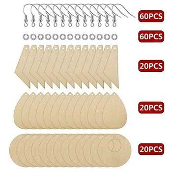 

60Pcs Dangle Earrings Wooden Earring Drop Pendant With Metal Hook Jump Rings DIY Handmade Craft Fashion Jewelry Earrings Set