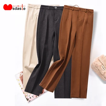 

Harem Pants Women 2019 Winter Thick High Waist Casual Lady Trousers S~XXL Solid Ankle-Length Soft Stretchy Woman Pants