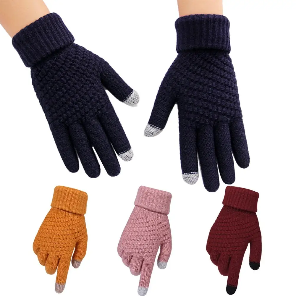 Женские зимние перчатки с сенсорным экраном Moda Invierno Mujer, утепленные, сохраняющие тепло, увеличивающие рост, вязаные, пять пальцев, шерстяные, для студентов