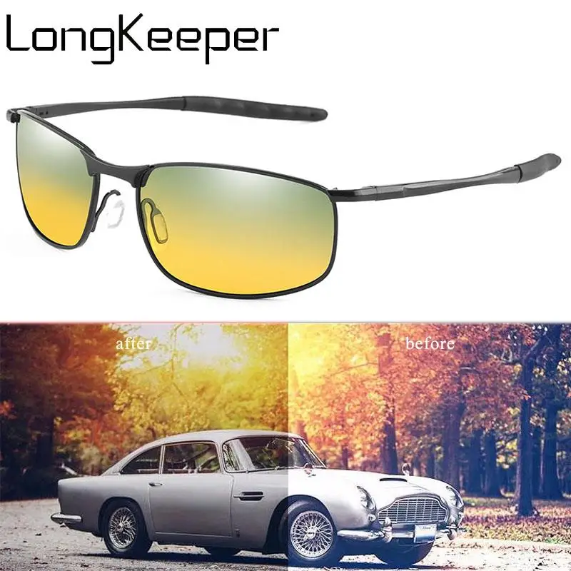 

Longkeeper Fashion Polarized Sunglasses Men Day Night Vision Sunglasses Metal Frame Driver Night Driving Glasses Goggles UV400