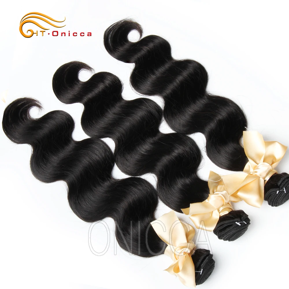 Brazillian Hair Body Wave Weft 3 Bundles For Lucky Queen Remy Hair Extensions Natural Color 8-28 In