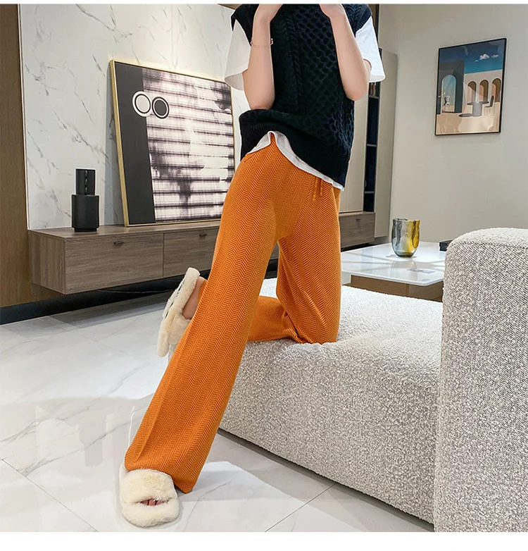 white capri leggings Autumn and winter new soft and comfortable cashmere trousers women's pure knit wide leg pants casual loose wool knit pants women dickies pants Pants & Capris