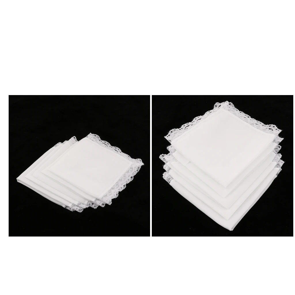 10 Pieces Men Women 100% Cotton White Handkerchiefs Comfy Hanky Party Hankies