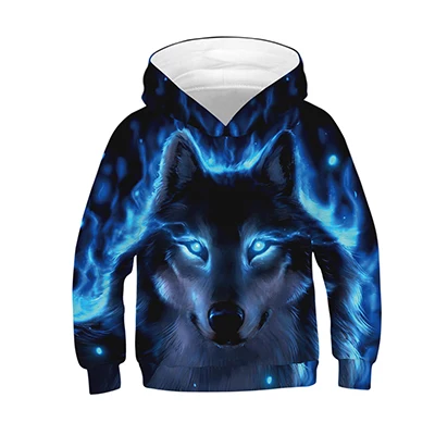 3D LION Boys Hoodies Teens Autumn Hooded Sweatshirt For Boys Kids Sweatshirt Coats Children Clothes Long Sleeve Pullover Tops - Цвет: TZ100-Blue