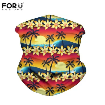 

FORUDESINGS Tropical Summer Palm Flower Pattern Dustproof Face Magic Scarf Headwears Seamless Multi-use Motorcycle Balaclavas
