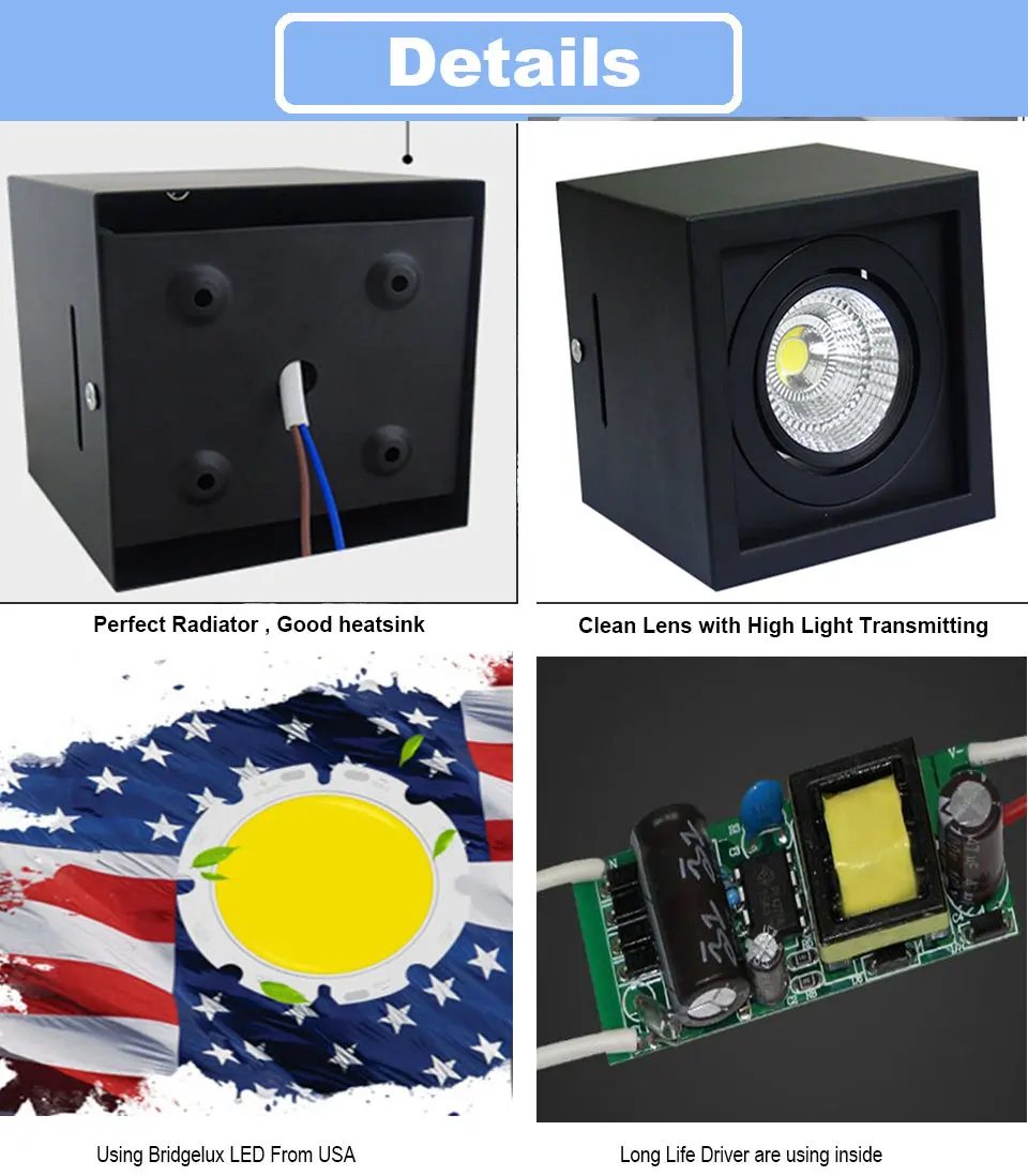 GD 1pc COB LED Downlight 14W 20W 30W Surface Mounted 1 Head 2 Head LED LED Grille Light AC85-265V COB LED Spot For Home Decor