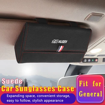 

Turn Fur Leather Car Sunglasses Case Holder Storage Box for Honda Mugen Power Logo Accord Civic CRV Auto Interior Accessories
