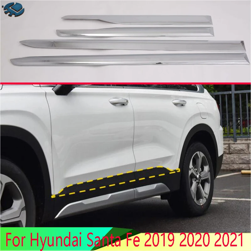ABS carbon Side Door Molding Line Cover Trim For Hyundai Santa Fe 2019 20 2021