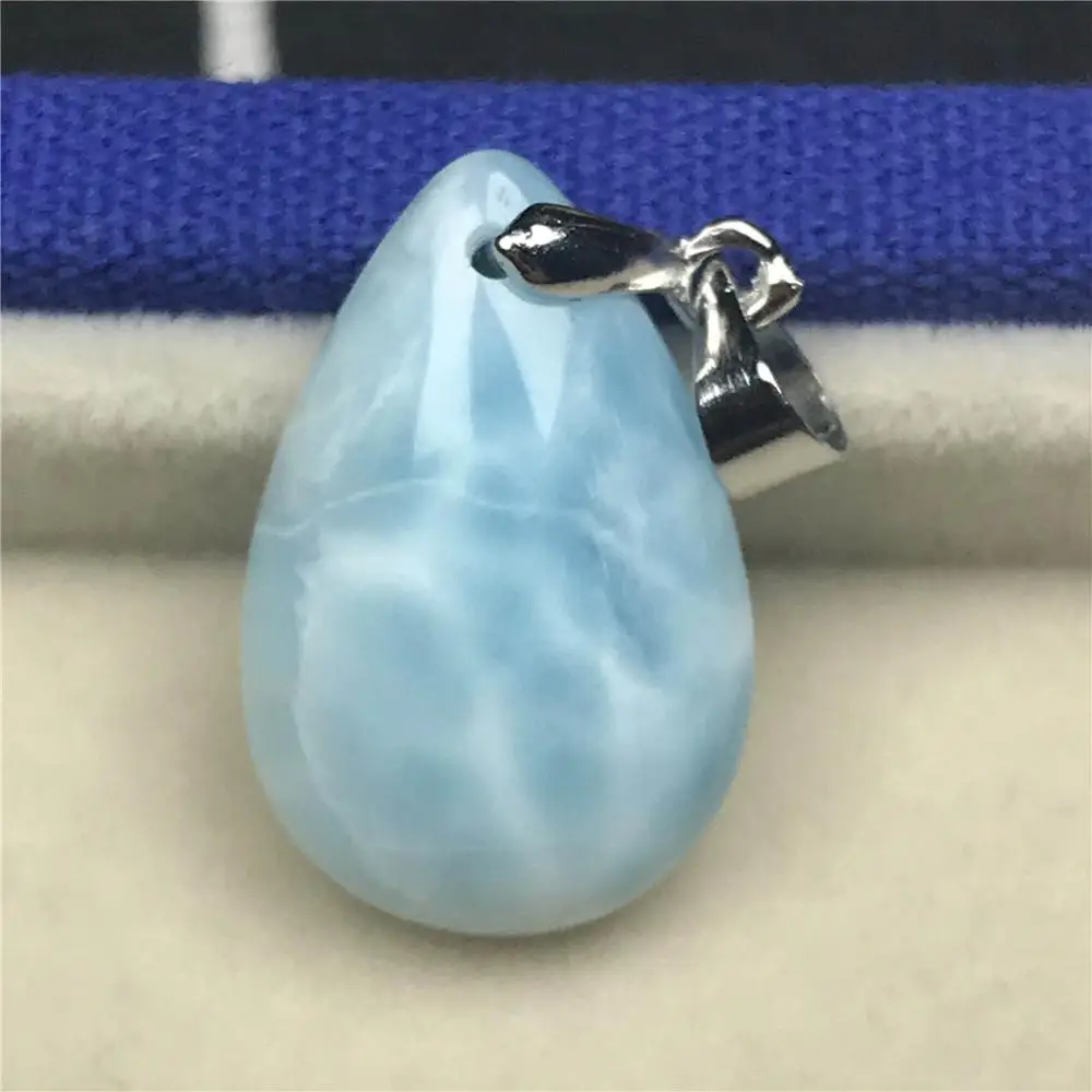 

Natural Blue Larimar Pendant For Women 20x13x7mm Beads Dominica Crystal Water Drop Clear Stone Fashion Pendant Jewelry AAAAA