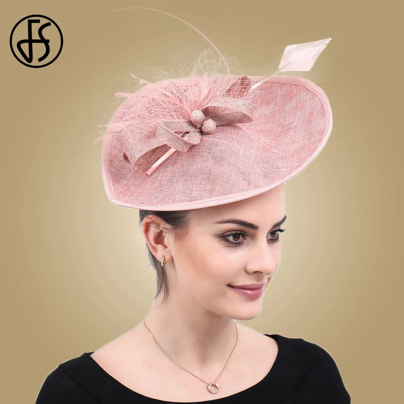 FS Sombrero de Iglesia Vintage para mujer, tocado grande estilo Derby,  diadema rosa, malla de plumas, sombreros de fiesta para cóctel, sombreros  grandes de boda|Sombrero de fieltro de mujer| - AliExpress