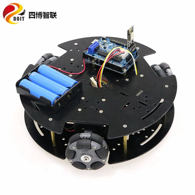 

SZDOIT WIFI/Bluetooth/Handle Control Omnidirectional Wheel Metal Car Chassis Kit Mobile RC Robot 3pcs motors DIY For Android