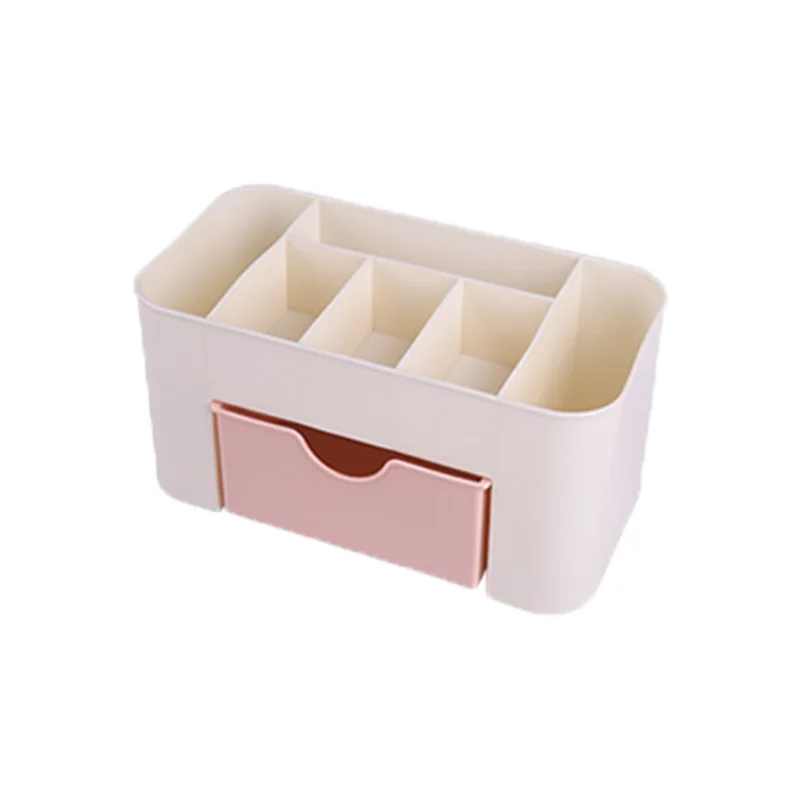 Маленький ящик, Настольный ящик для хранения косметики, отделение, канцелярские товары для ухода за кожей, отделочная коробка, коробка для хранения - Цвет: Розовый