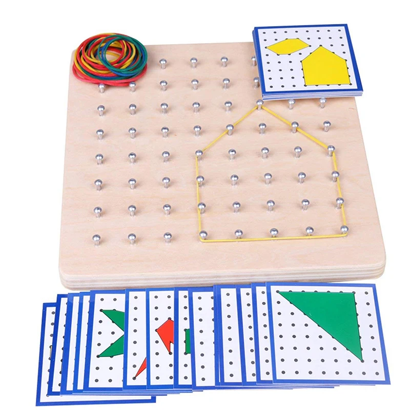 

Baby Toy Montessori Creative Graphics Rubber Tie Nail Boards with Cards Childhood Education Preschool Kids Brinquedos Juguete