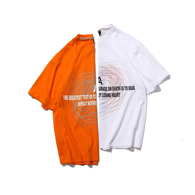 2019 Men's Summer New Casual Letter Printing Short-sleeved Round Neck T-shirt Loose Harajuku Temperament Trend Cotton