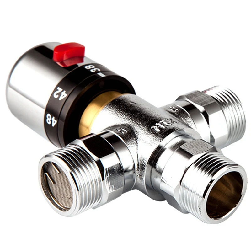 

Solid Copper 3-Way Thermostatic Mixing Valve 3/4 Inch Solar Water Heater Valve Regulating Temperature Control Valve