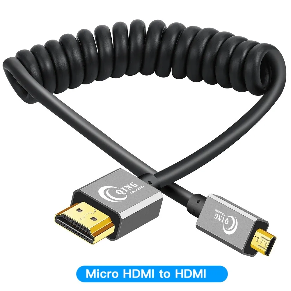 Cable de Micro HDMI a HDMI 2,0 3D 4K macho a macho, Cable Micro HDMI de resorte de alta velocidad para proyector GoPro, cámara de TV HD, Micro HDMI