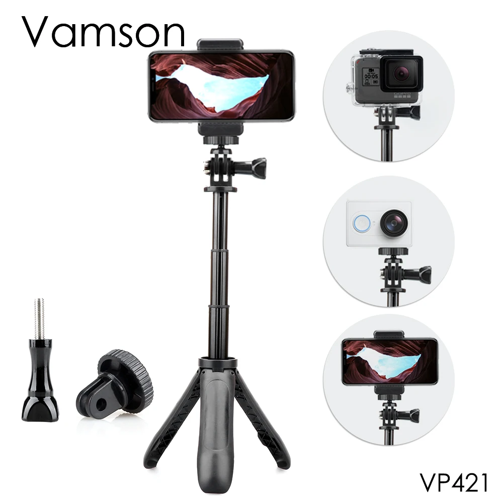 Карманный Трипод с выдвижной ручкой Vamson мини селфи палка для Gopro Hero 8 7 6 5 телефона