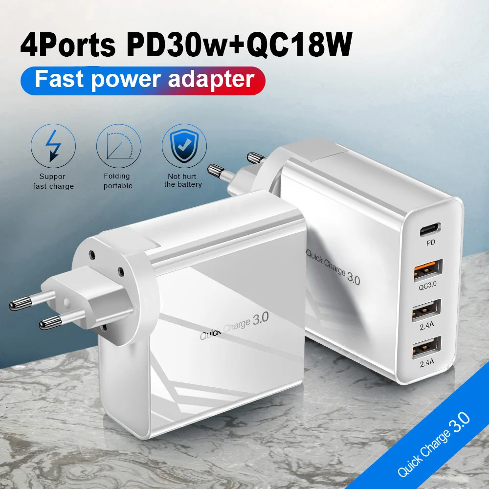30 Вт мульти быстрое зарядное устройство 3,0 PD type C USB зарядное устройство для samsung iPhone huawei Tablet QC 3,0 быстрое настенное зарядное устройство US EU UK Разъем-адаптер