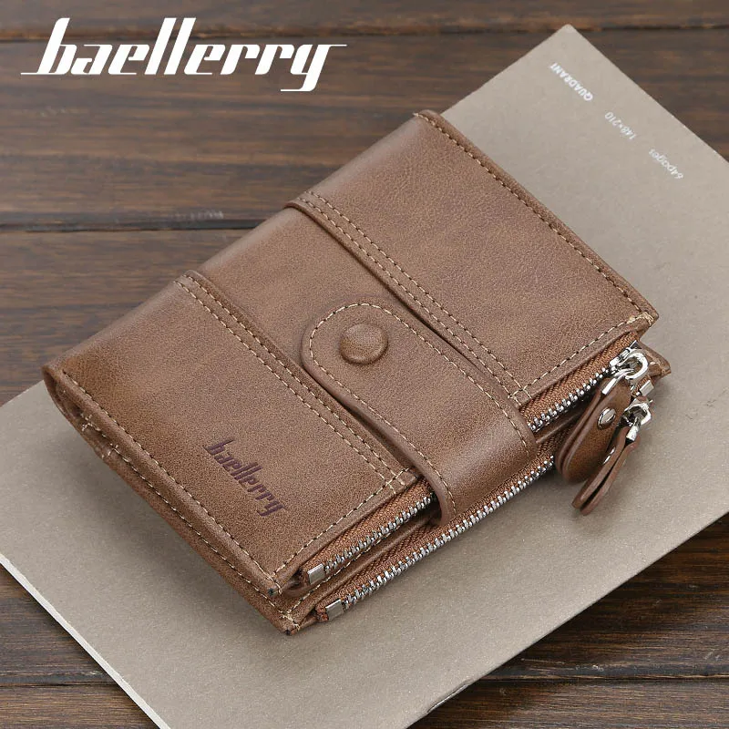 Baellerry, маленький мужской кошелек, кошелек для монет, держатель для карт, дизайнерский, на молнии, мужской кожаный кошелек, карман для монет, высокое качество, мужской клатч, кошелек