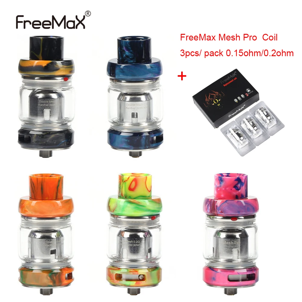 

6 Colors Freemax Original Mesh Pro Tank 6ml Sub ohm Atomizer Fit 3pcs/pack Freemax Mesh Pro Coil Larger Cloud Vape Resin Tank