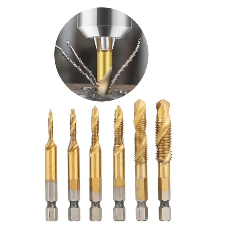 

1Set HSS Metric Thread Tap Drill Bits Set M3/M4/M5/M6/M8/M10 for Drilling Tapping Cutting on Soft Metal Lightweight