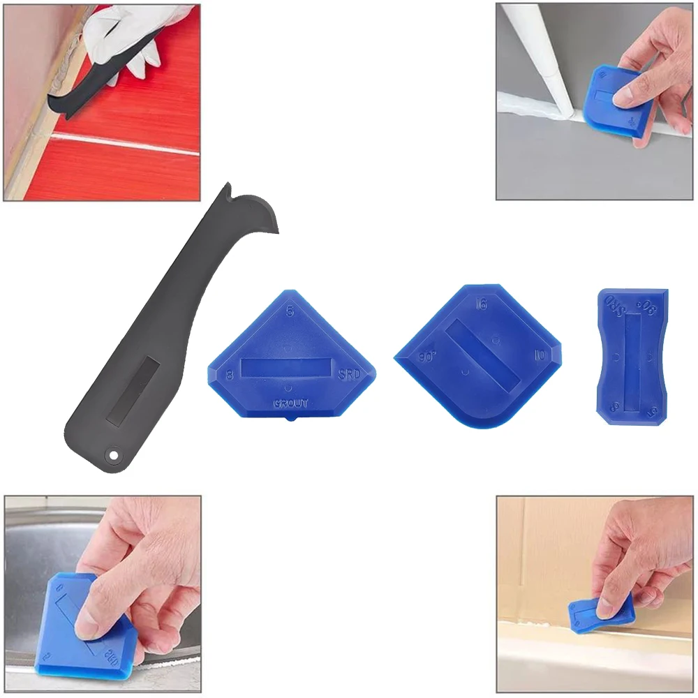 3/5 In 1 Silicone Sealant Remover Tool Set Caulking Finisher Sealant Smooth Scraper Removal Stainless Steel/Plastic Hand Tool