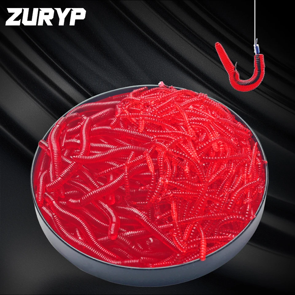 ZURYP 20 шт.-100 шт. реалистичные красные Мягкая приманка в виде червя дождевые черви