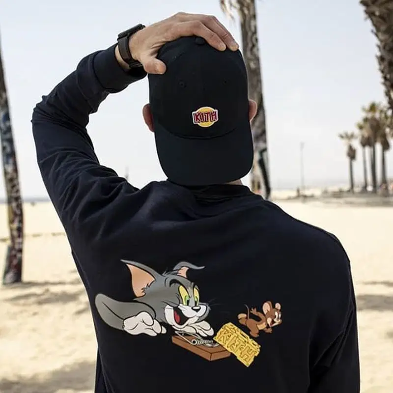 19ss Kith X Tom футболка 1:1 высокое качество Kith футболка с длинными рукавами хип-хоп Уличная Джастин Бибер КИТ футболка s для мужчин и женщин