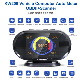 

KONNWEI KW206 OBD2 Scanner+HUD 2-in-1 Auto Code Reader OBD II Car Diagnostic Scanner